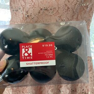 Place & Time Black Shatterproof Ornaments includes black glitter 12 New!